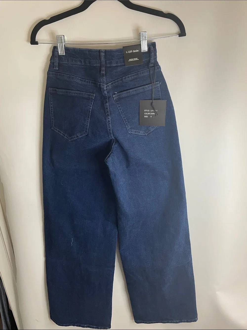 LA Girl Dark Blue Studded Wide-Leg Jeans